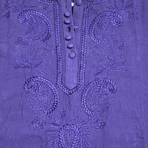 Pre - owned Embroidered purple women's blouse size L - Picture 2 of 8